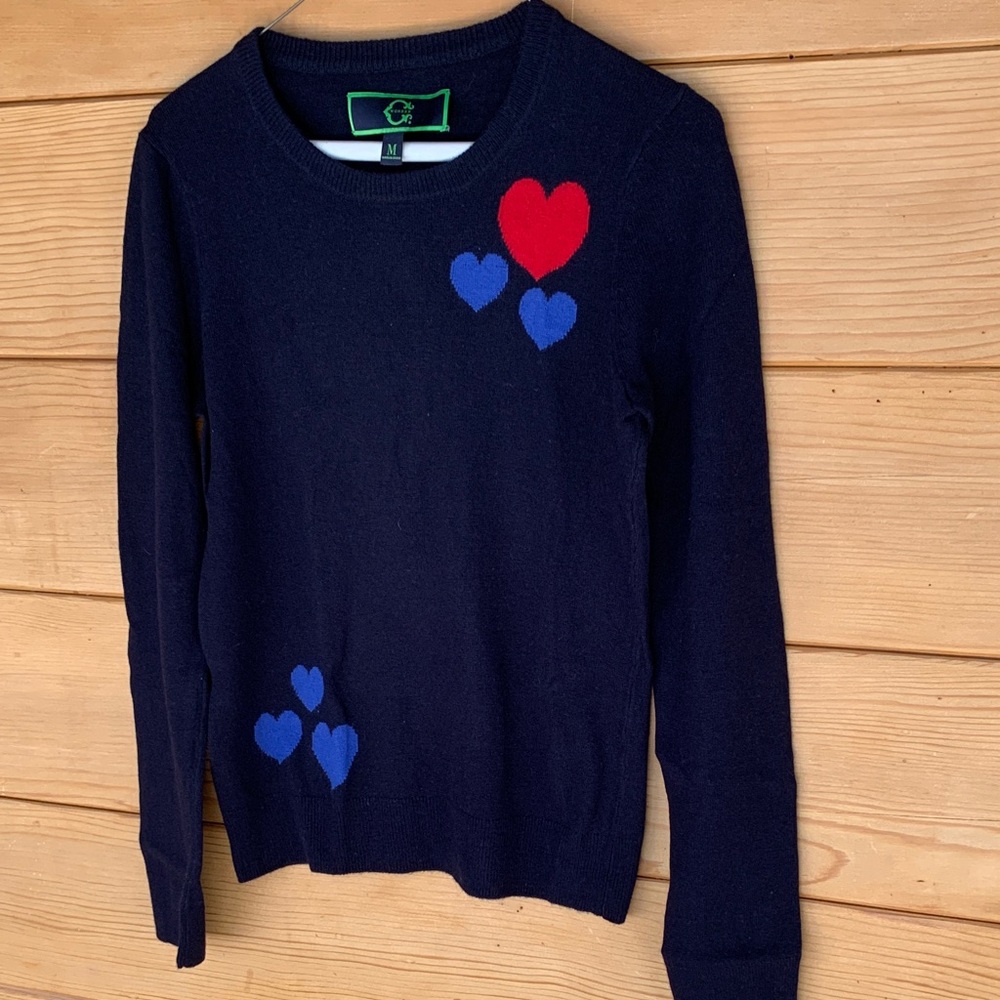 C Wonder Navy sweater with hearts- size M